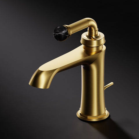 Brushed Gold / Nero Marquina Mit Ablaufgarnitur