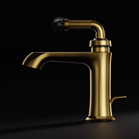 Brushed Gold / Nero Marquina Mit Ablaufgarnitur